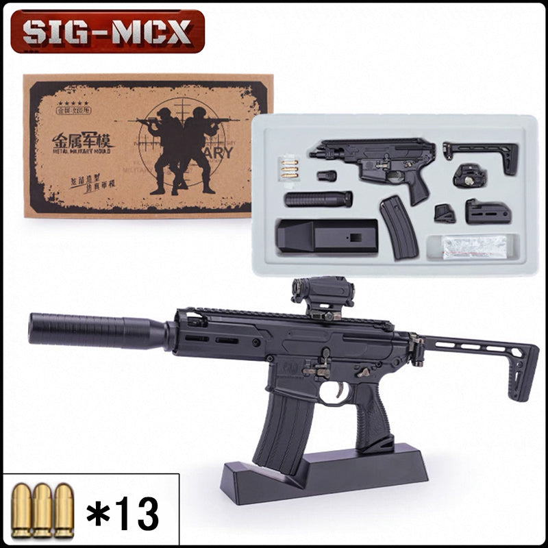 SIG-MCX 1:3 合金モデルガン コレクション向け金属製トイガン 排莢・分解・折りたたみ式ストック付き 発射不可