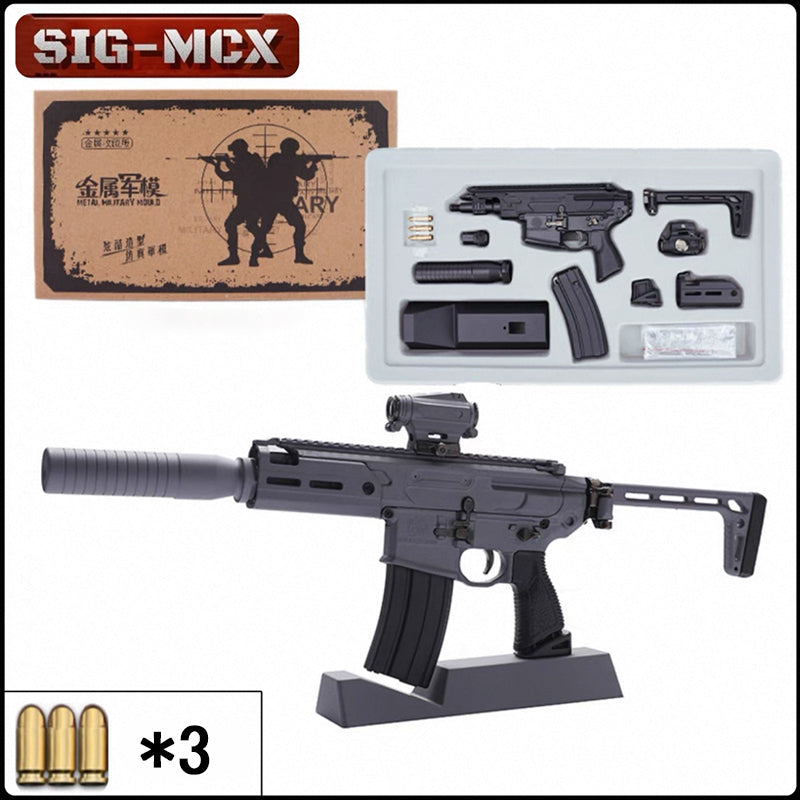 SIG-MCX 1:3 合金モデルガン コレクション向け金属製トイガン 排莢・分解・折りたたみ式ストック付き 発射不可