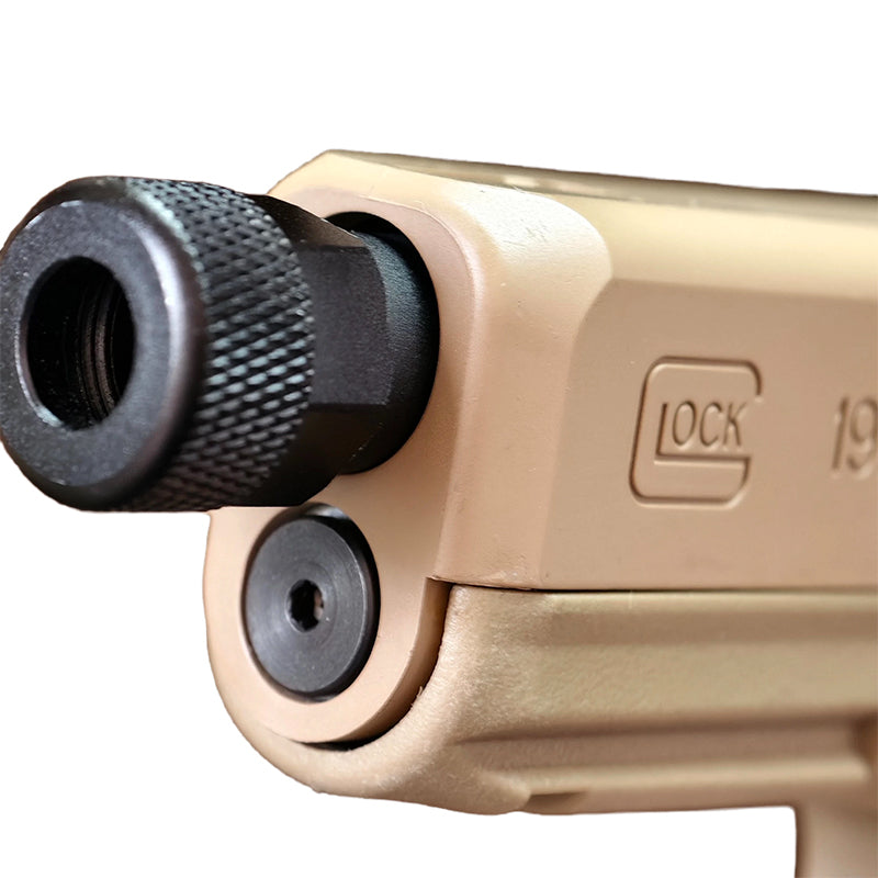 模立方製 G19X/G19対応 アルミ合金製 アウターバレル サイレンサー/マズルブレーキ用変換アダプター マズルキャップ スチール製エジェクションポート