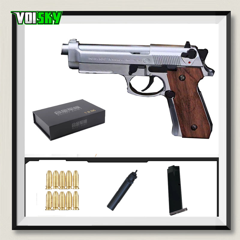 ベレッタM92F 1/2.05 フルメタル モデル 合金 メタルスライド モデルガンウォールナット/レッドウッドガンハンドル