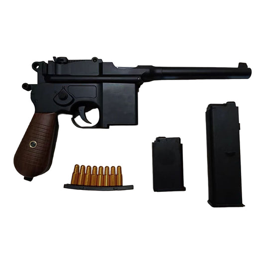 C96 モーゼル M1932 フィンガーアクションブローバックトイガン ナーフ レーザー銃 排莢式 ト 連続 異なるメカニズム ロング&ショートマガジン モデルガン完成品 プレイセット