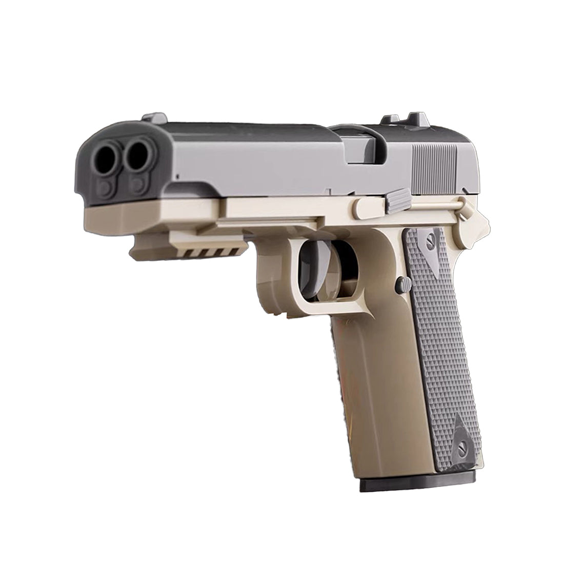 ハンドガン風おもちゃ銃 1911 スプリングカート式 フィンガーアクションブローバック 二連式 モデルガン 排莢式 カラード安全玩具 誕生日プレゼント 8歳以上向け