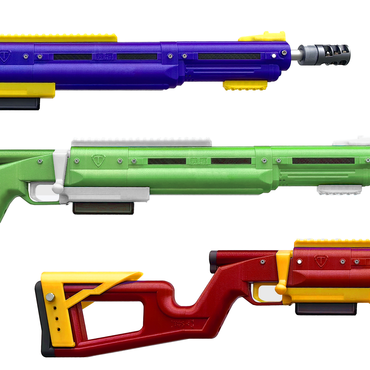 T05 3Dプリント銃 おもちゃの銃 シューティングゲーム 単発ボルトアクション発射ナーフ系スポンジ弾 フリントロック