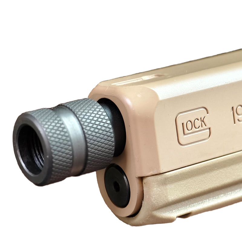 模立方製 G17/G19X/G19対応 アルミ合金製 アウターバレル サイレンサー／マズルブレーキ用変換アダプター マズルキャップ スチール製エジェクションポート