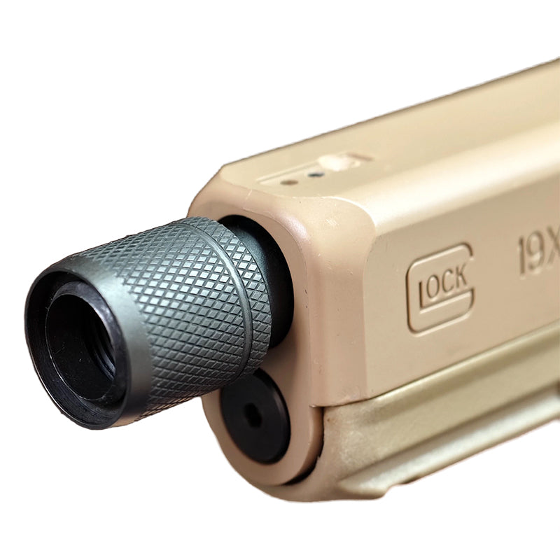 模立方製 G17/G19X/G19対応 アルミ合金製 アウターバレル サイレンサー／マズルブレーキ用変換アダプター マズルキャップ スチール製エジェクションポート