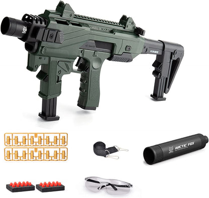 サブマシンガン風おもちゃ銃 グロック型カービンキット グリーン レーザー ライト ダットサイト付きスポンジ弾 正規品