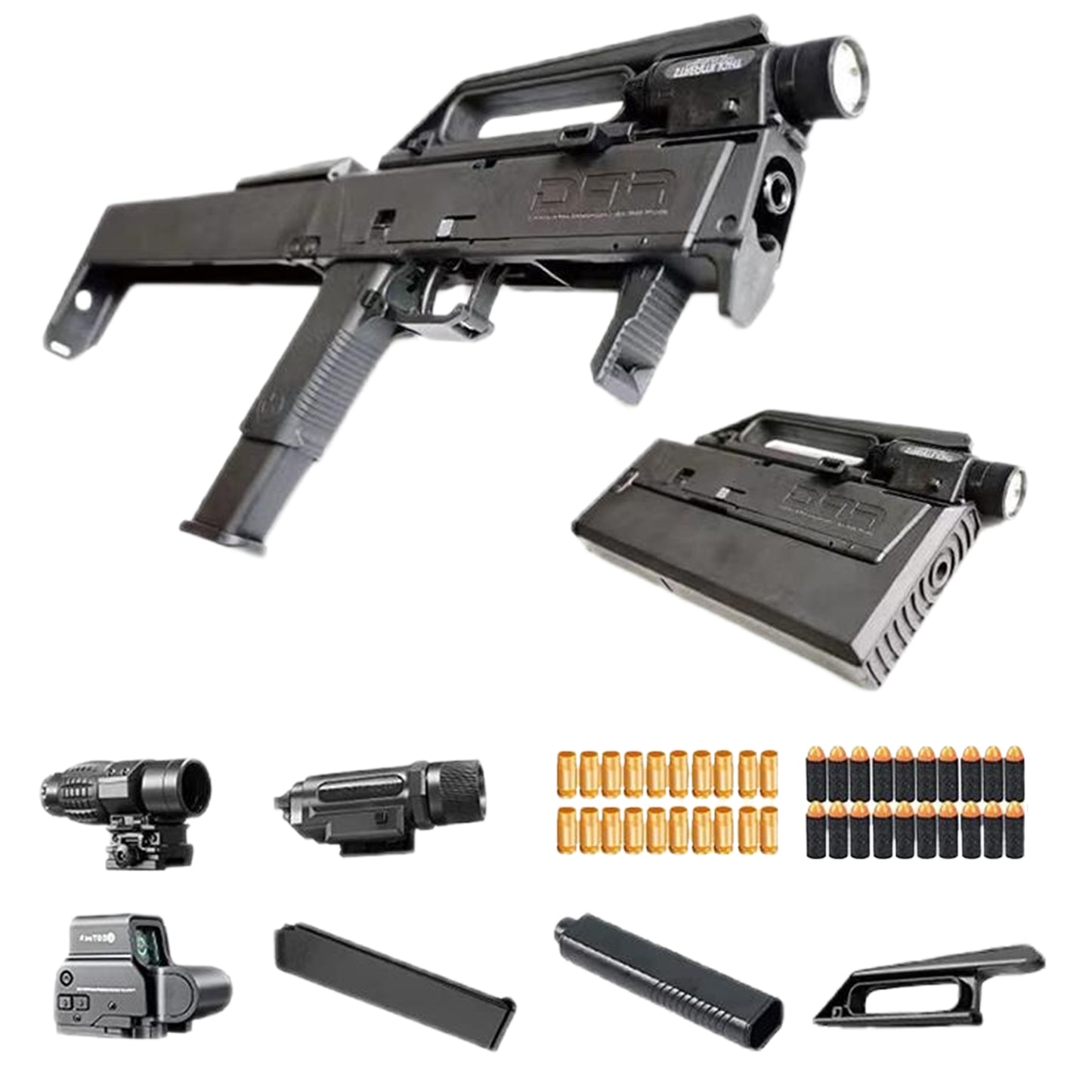 サブマシンガン FMG9 EVAソフト弾丸 変形する銃 ワンタッチ展開 サブマシンガン 短機関銃 ライフル おもちゃ銃 おもちゃ銃
