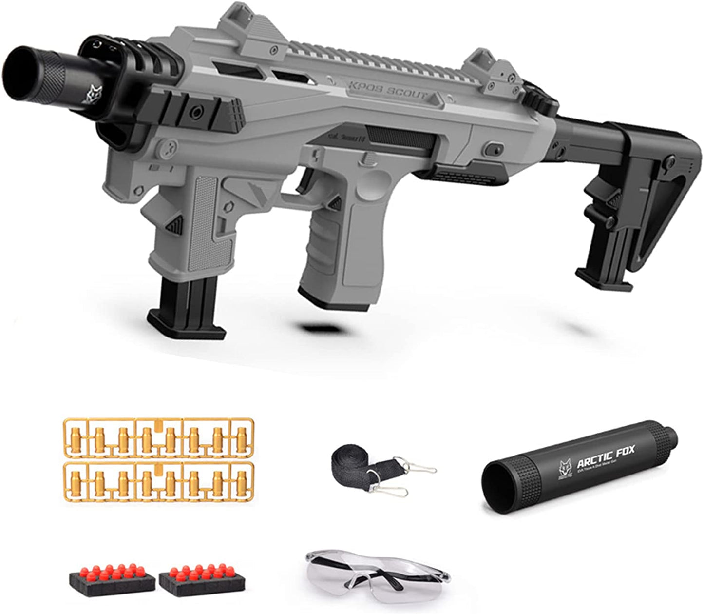 サブマシンガン風おもちゃ銃 グロック型カービンキット グリーン レーザー ライト ダットサイト付きスポンジ弾 正規品